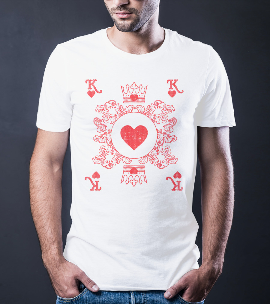 King Of Hearts Vintage Valentine Playing Card T-Shirt