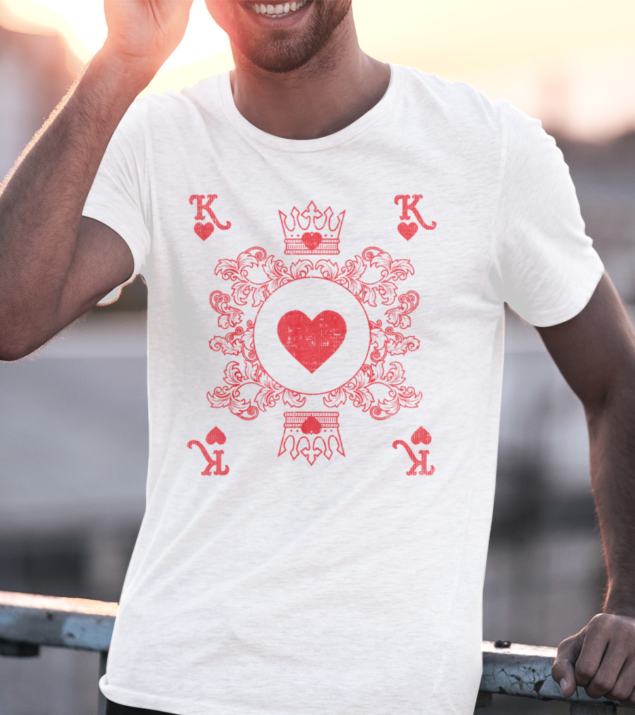 King Of Hearts Vintage Valentine Playing Card T-Shirt