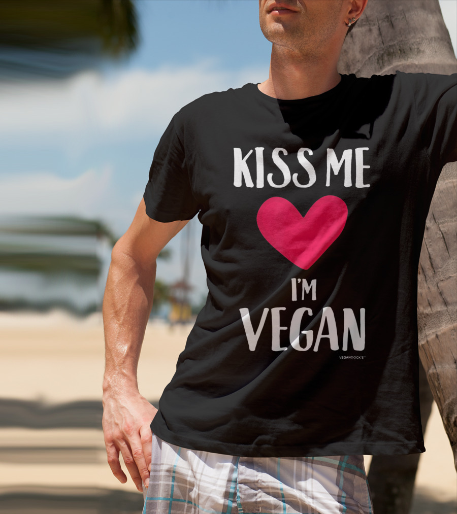 Kiss Me I'm Vegan Heart Valentine's Day Vegandocks T-Shirt