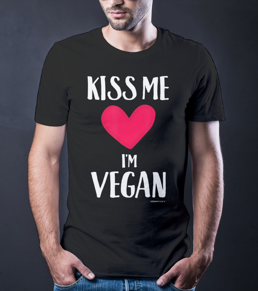 Kiss Me I'm Vegan Heart Valentine's Day Vegandocks T-Shirt
