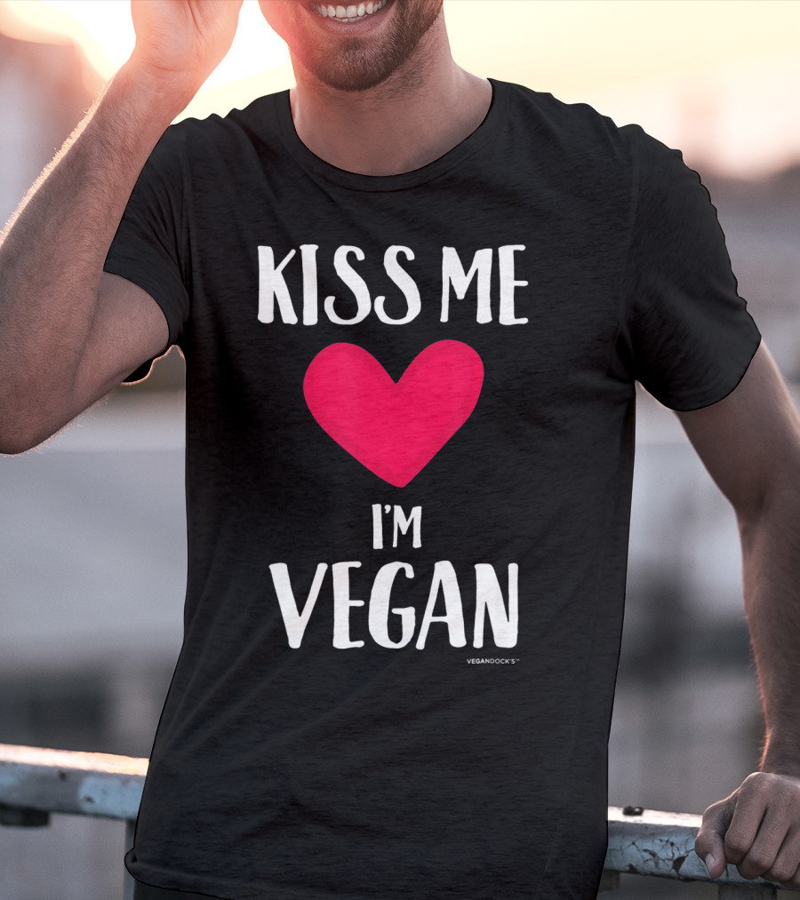 Kiss Me I'm Vegan Heart Valentine's Day Vegandocks T-Shirt
