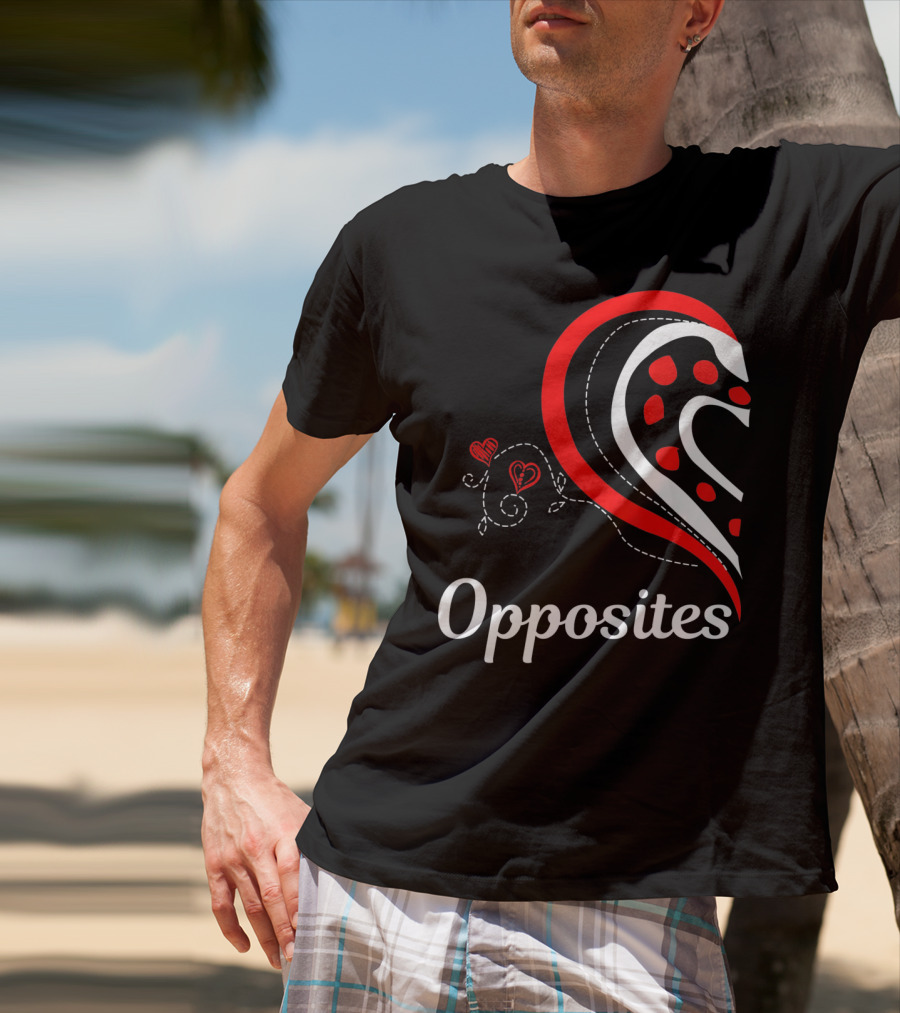 Opposites Attract Matching Couples Heart T-Shirt