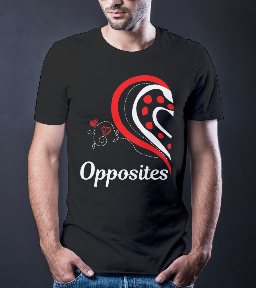 Opposites Attract Matching Couples Heart T-Shirt