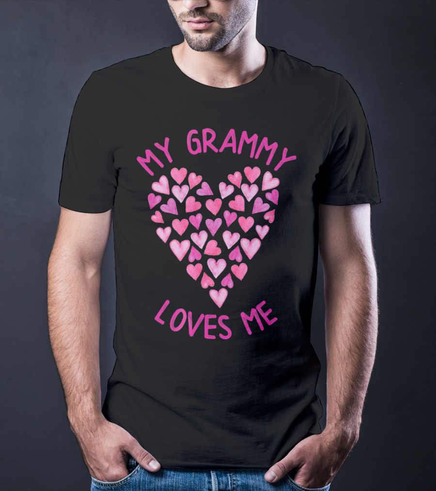 My Grammy Loves Me Pink Valentine Hearts T-Shirt