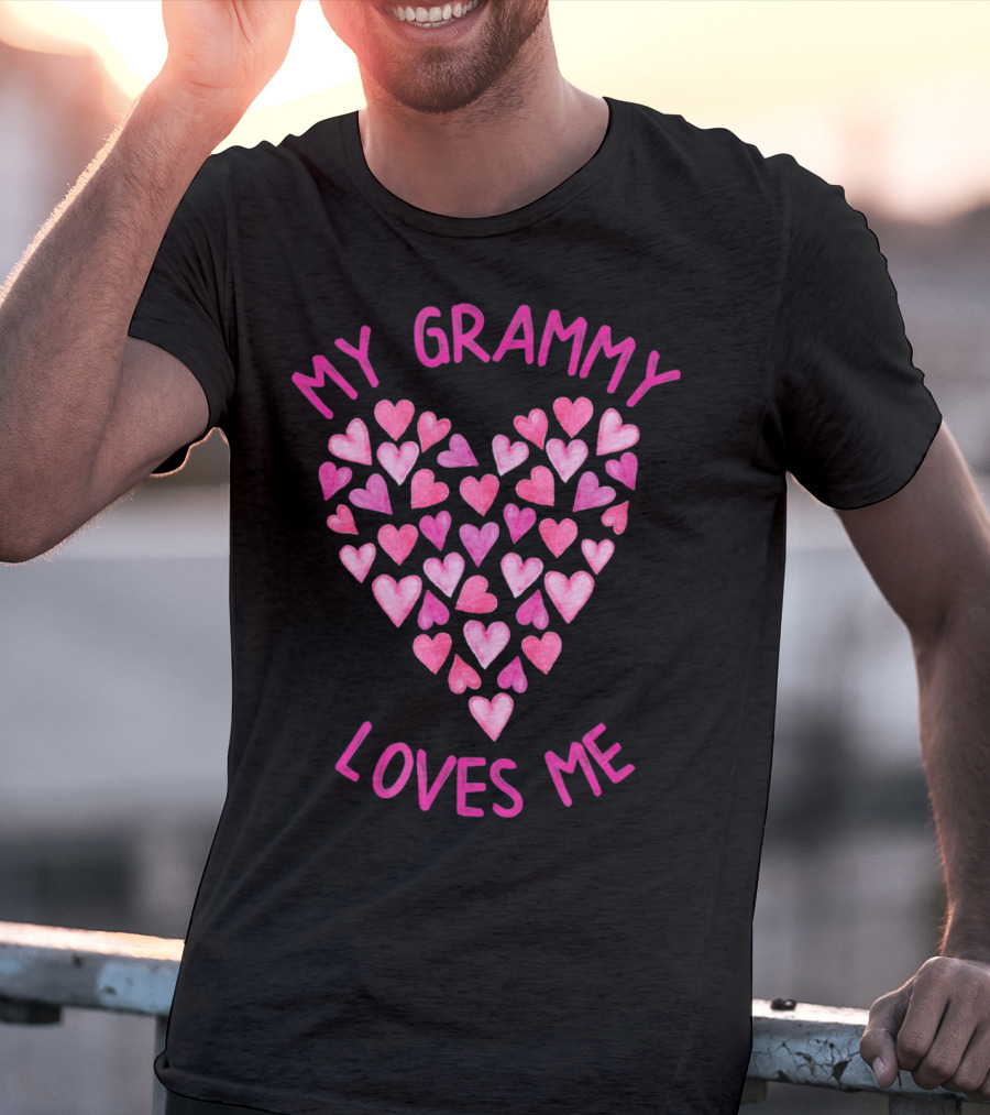 My Grammy Loves Me Pink Valentine Hearts T-Shirt