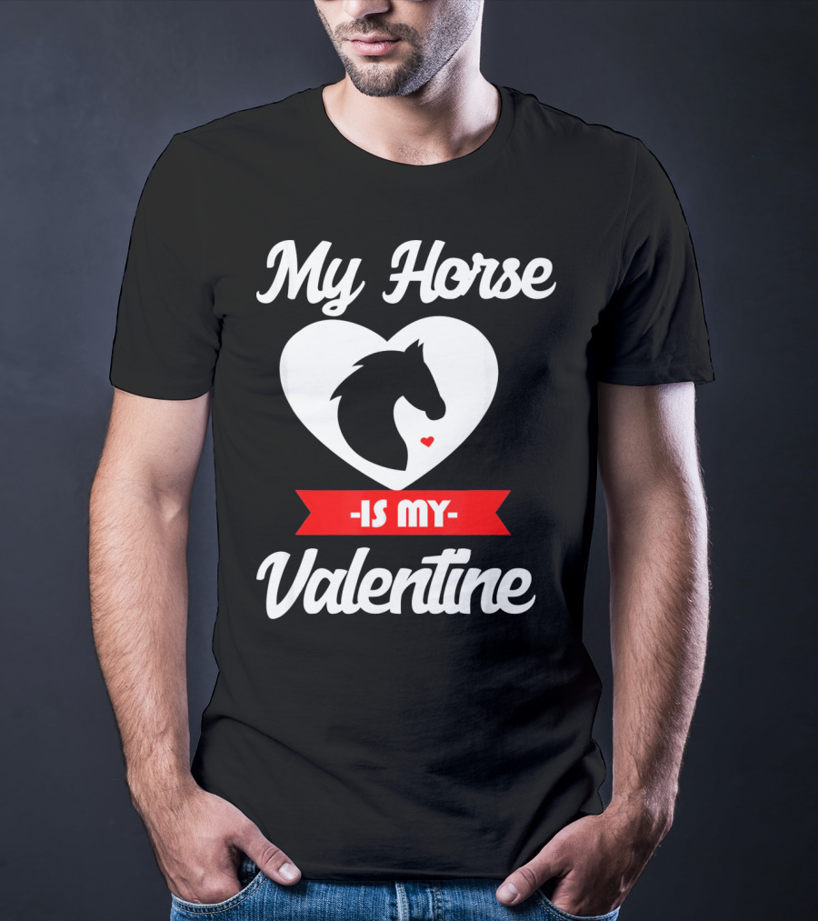 My Horse Is My Valentine Heart Silhouette Cowgirl Cowboy T-Shirt