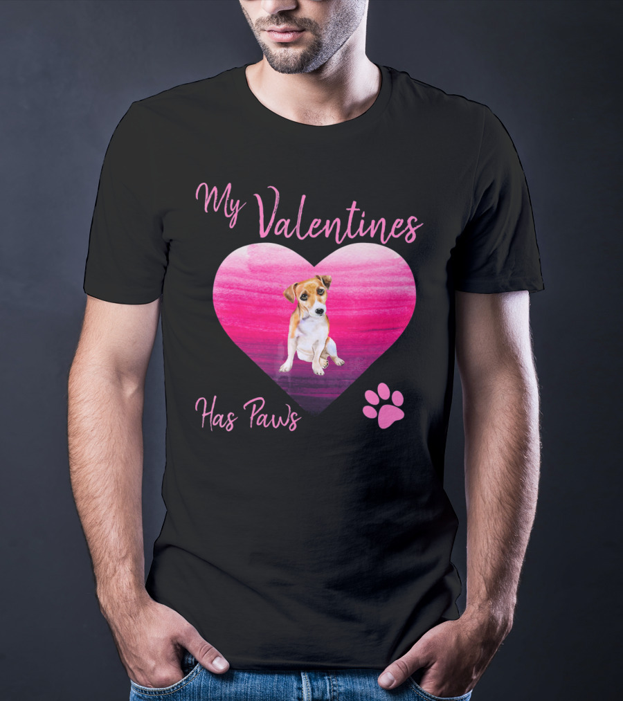 My Valentines Has Paws Jack Russell Terrier Dog Heart Valentine T-Shirt