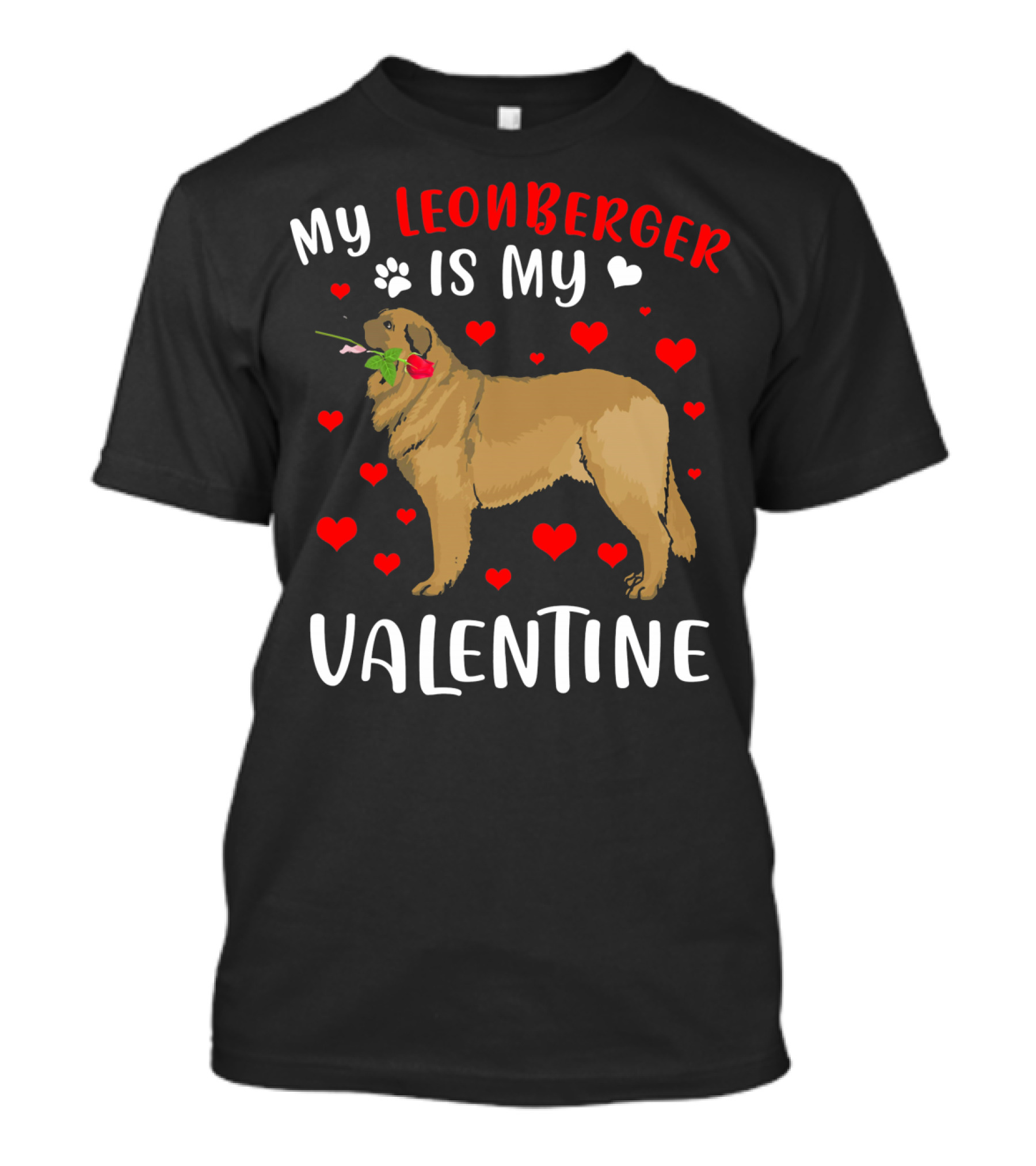 My Leonberger Is My Valentine With Hearts And Rose T-Shirt
