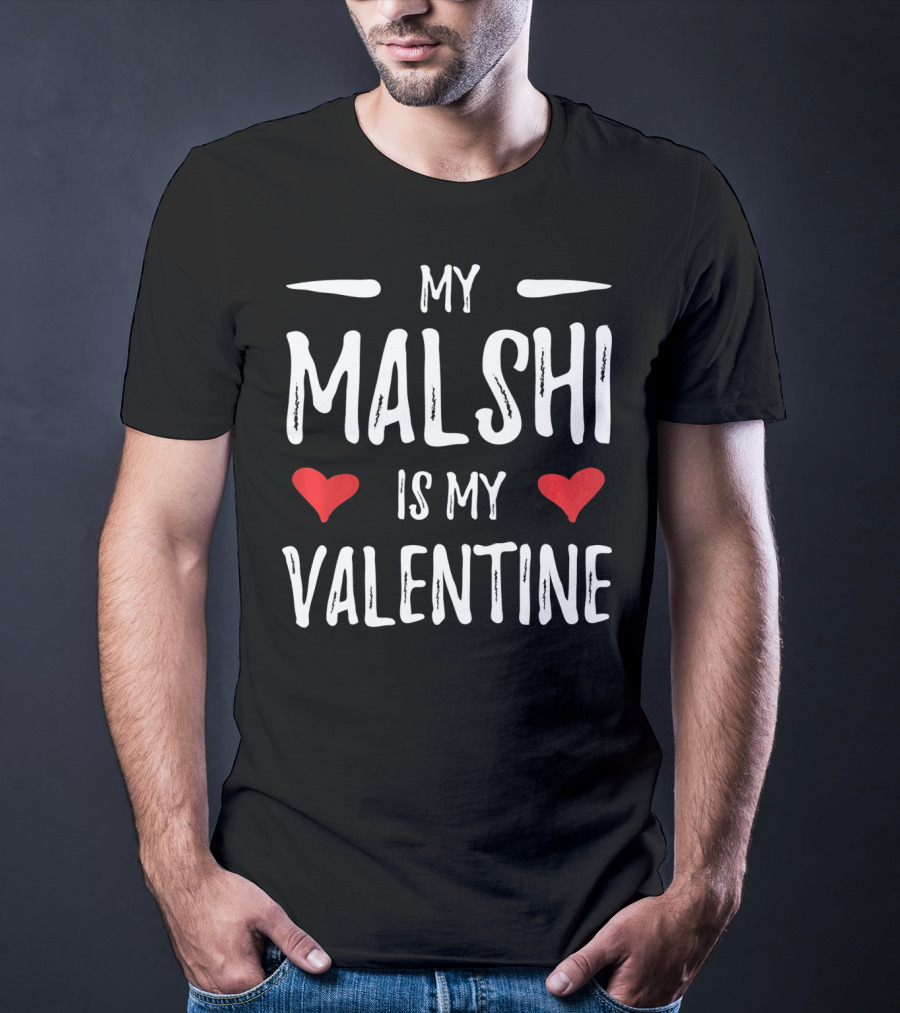 MY MALSHI IS MY VALENTINE RED HEARTS T-Shirt