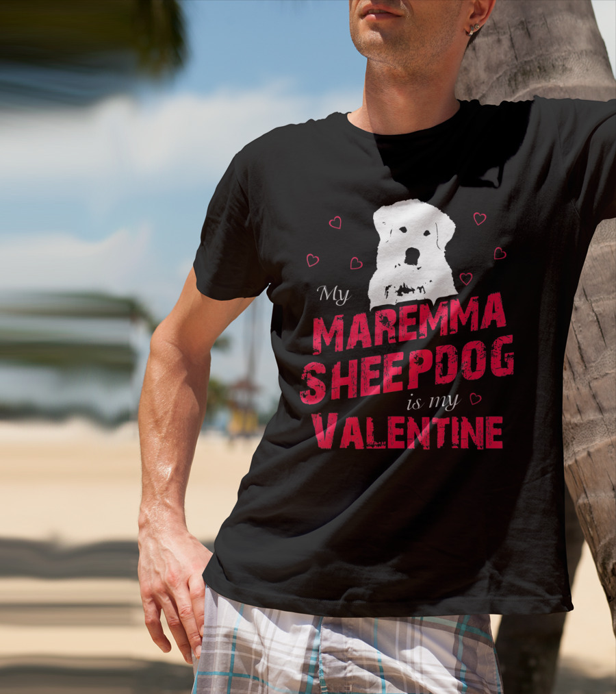 Maremma Sheepdog Valentine Love With Heart Accents T-Shirt