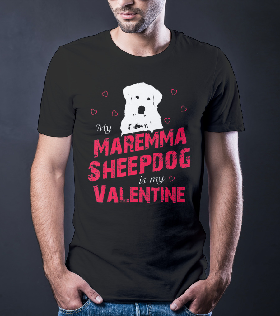 Maremma Sheepdog Valentine Love With Heart Accents T-Shirt