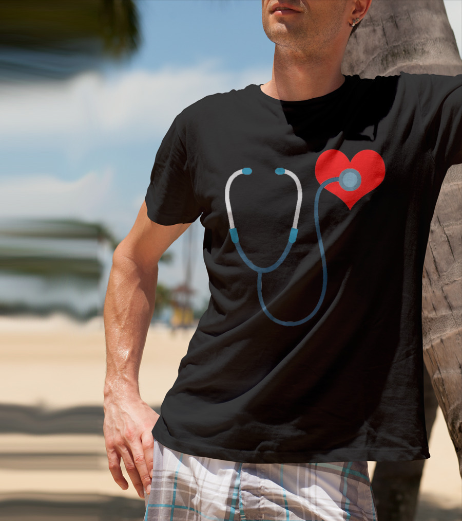 Nurse Valentine's Day Heart Stethoscope T-Shirt