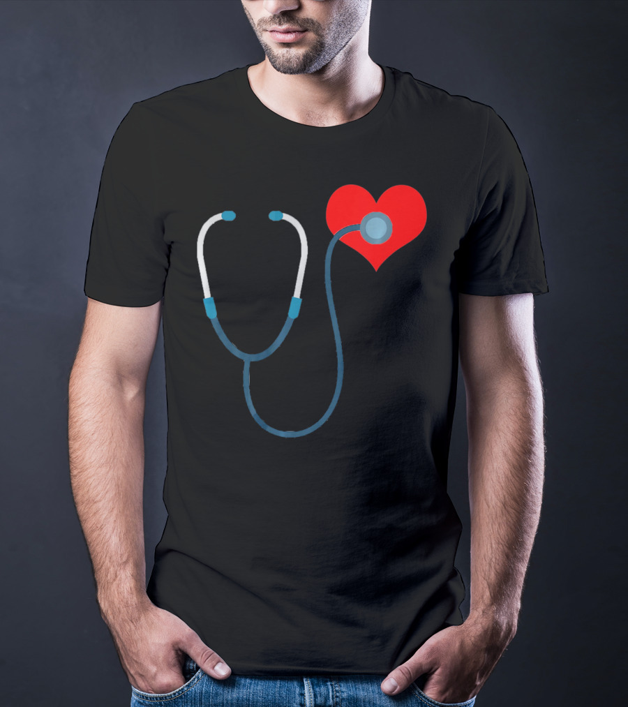 Nurse Valentine's Day Heart Stethoscope T-Shirt