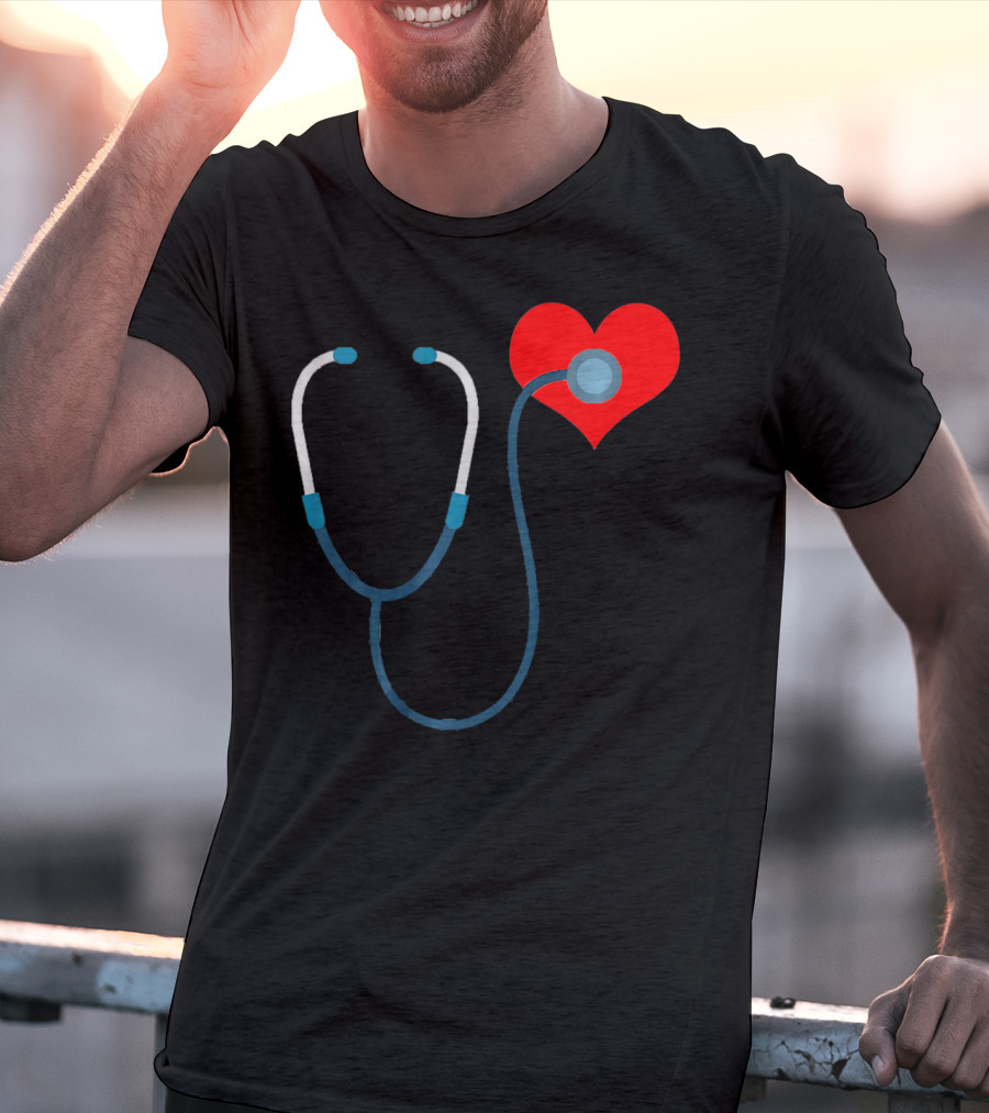Nurse Valentine's Day Heart Stethoscope T-Shirt