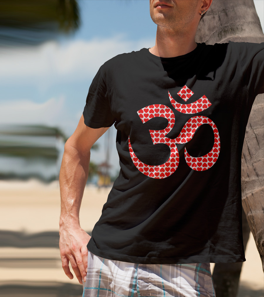 Om Heart Pattern Symbol Yoga T-Shirt