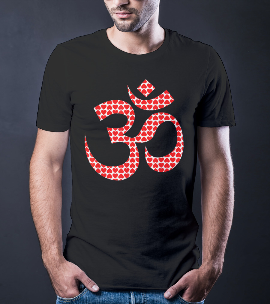 Om Heart Pattern Symbol Yoga T-Shirt