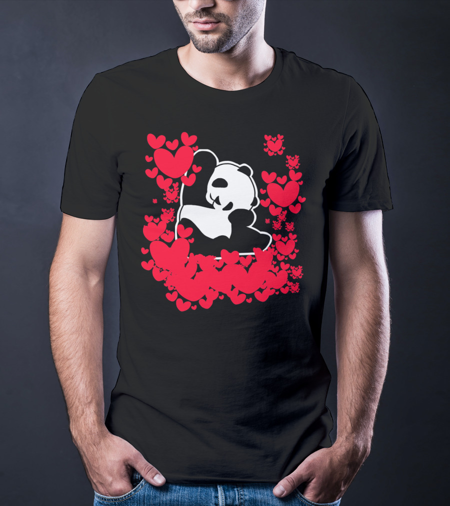 Panda Love Valentines Day Cute Heart Panda Valentines Day T-Shirt