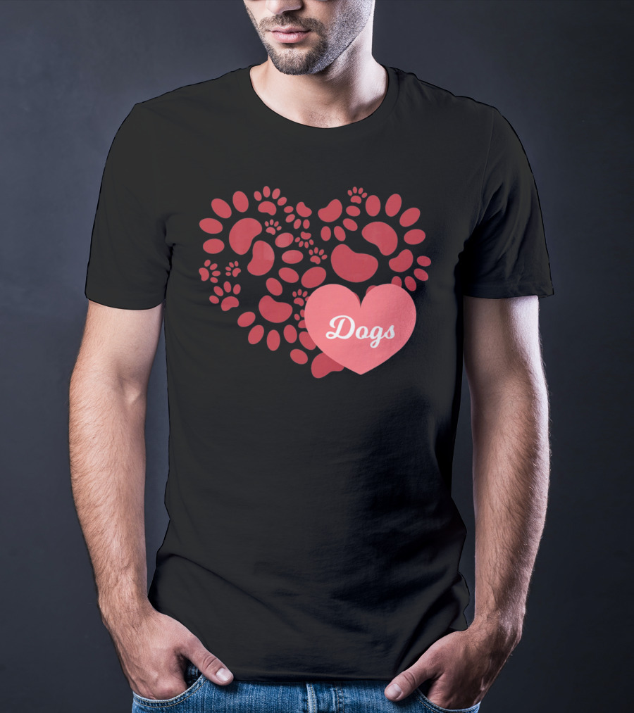 Paw Print Heart Dogs Mom And Pet T-Shirt