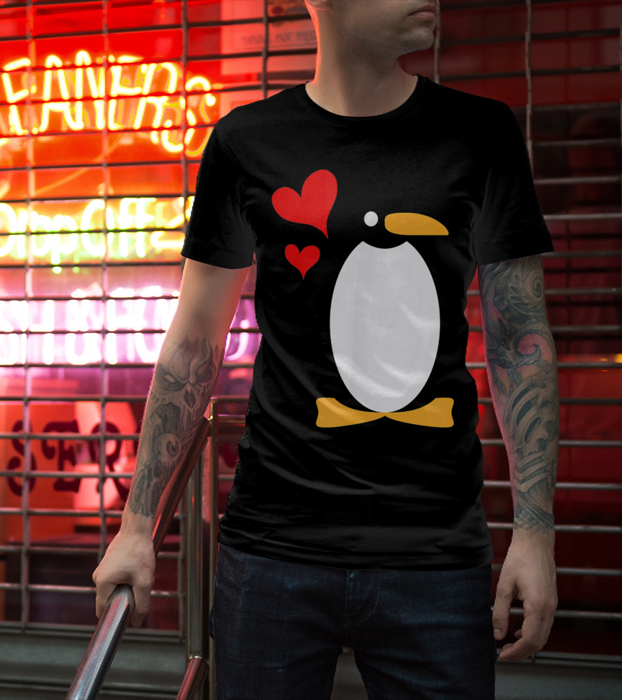 Penguin With Red Hearts T-Shirt