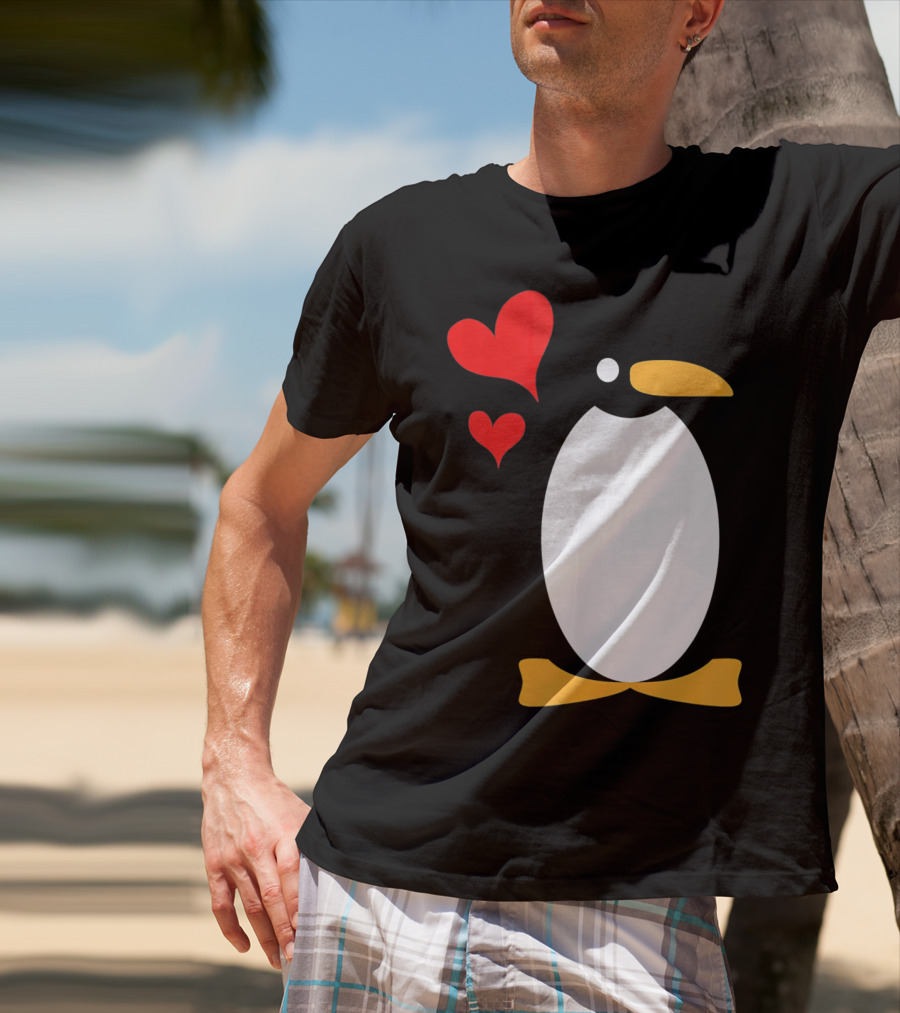 Penguin With Red Hearts T-Shirt