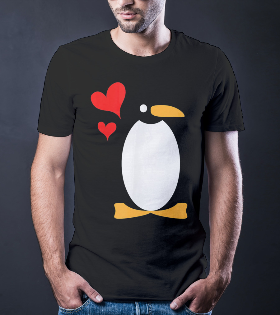 Penguin With Red Hearts T-Shirt