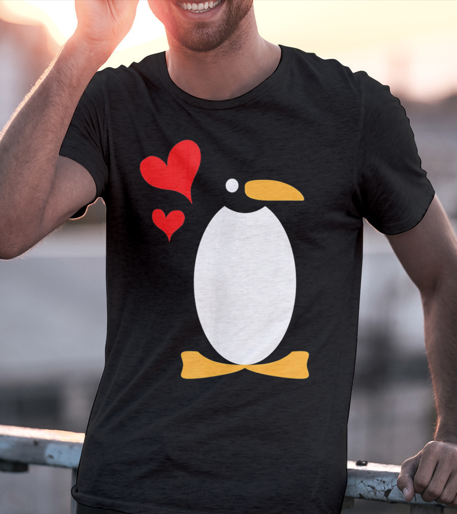 Penguin With Red Hearts T-Shirt