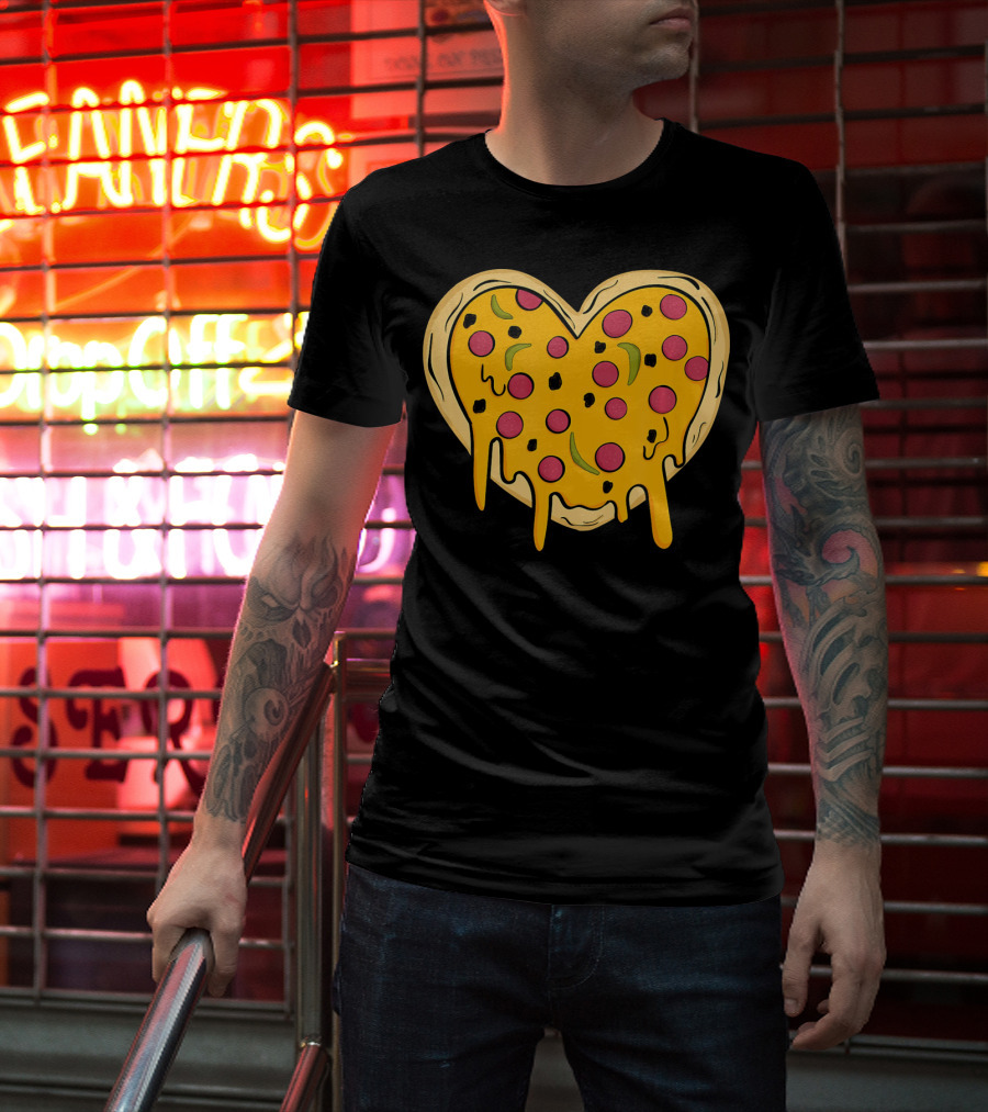 Pepperoni Pizza Heart Valentine's Day T-Shirt
