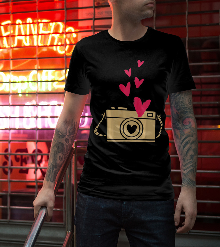 Love Camera Hearts Valentine's Day Photographers T-Shirt