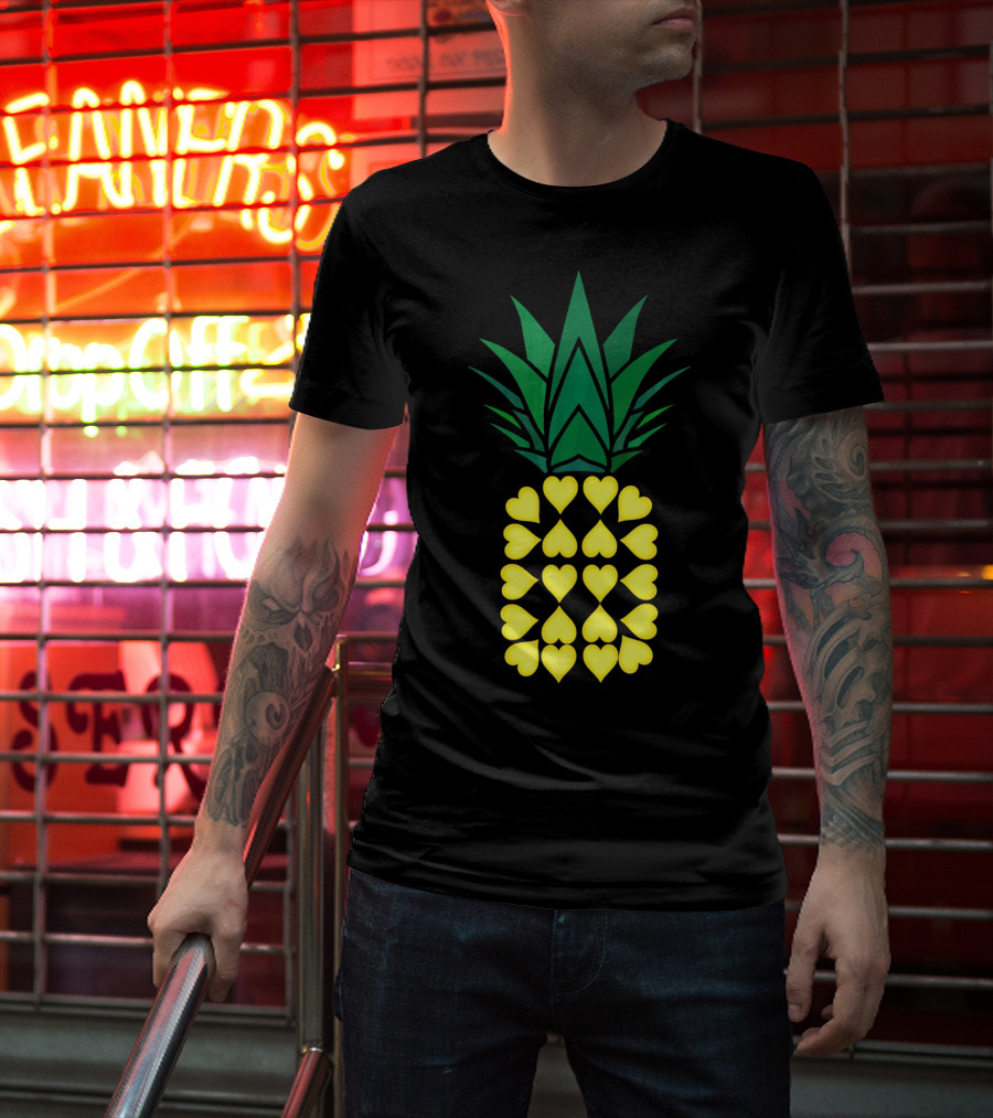 Pineapple Heart Pattern Valentine Day T-Shirt