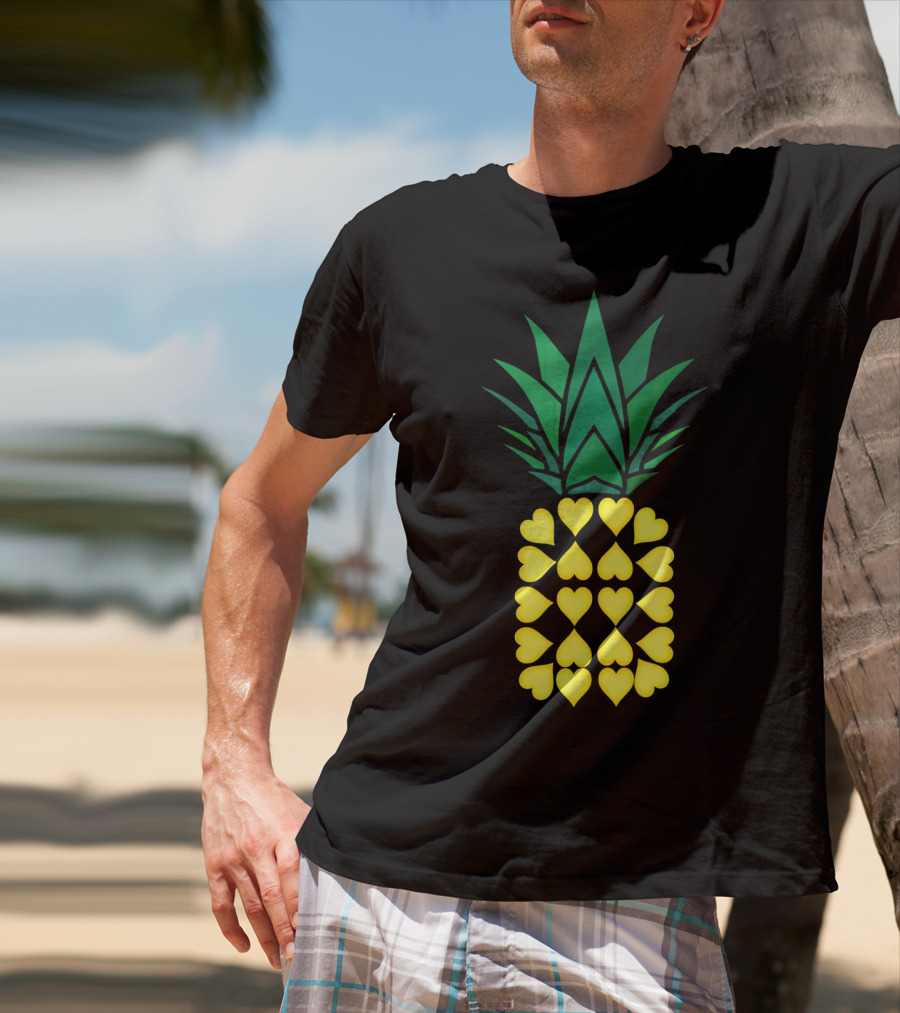 Pineapple Heart Pattern Valentine Day T-Shirt