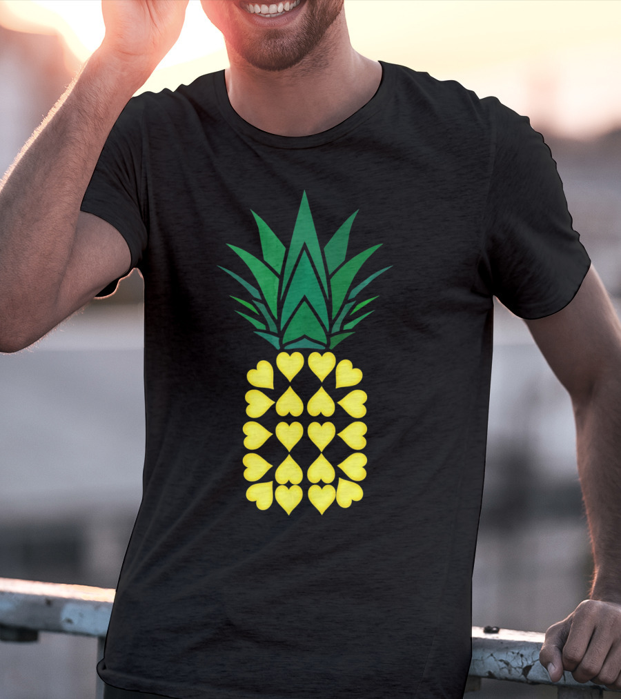 Pineapple Heart Pattern Valentine Day T-Shirt