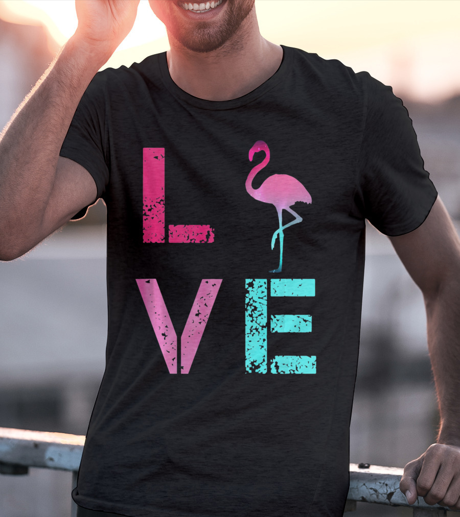 LOVE Pink Flamingos Valentine T-Shirt