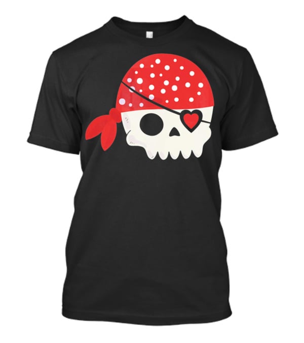 Pirate Skull With Heart Eyepatch I Steal Hearts Valentines T-Shirt