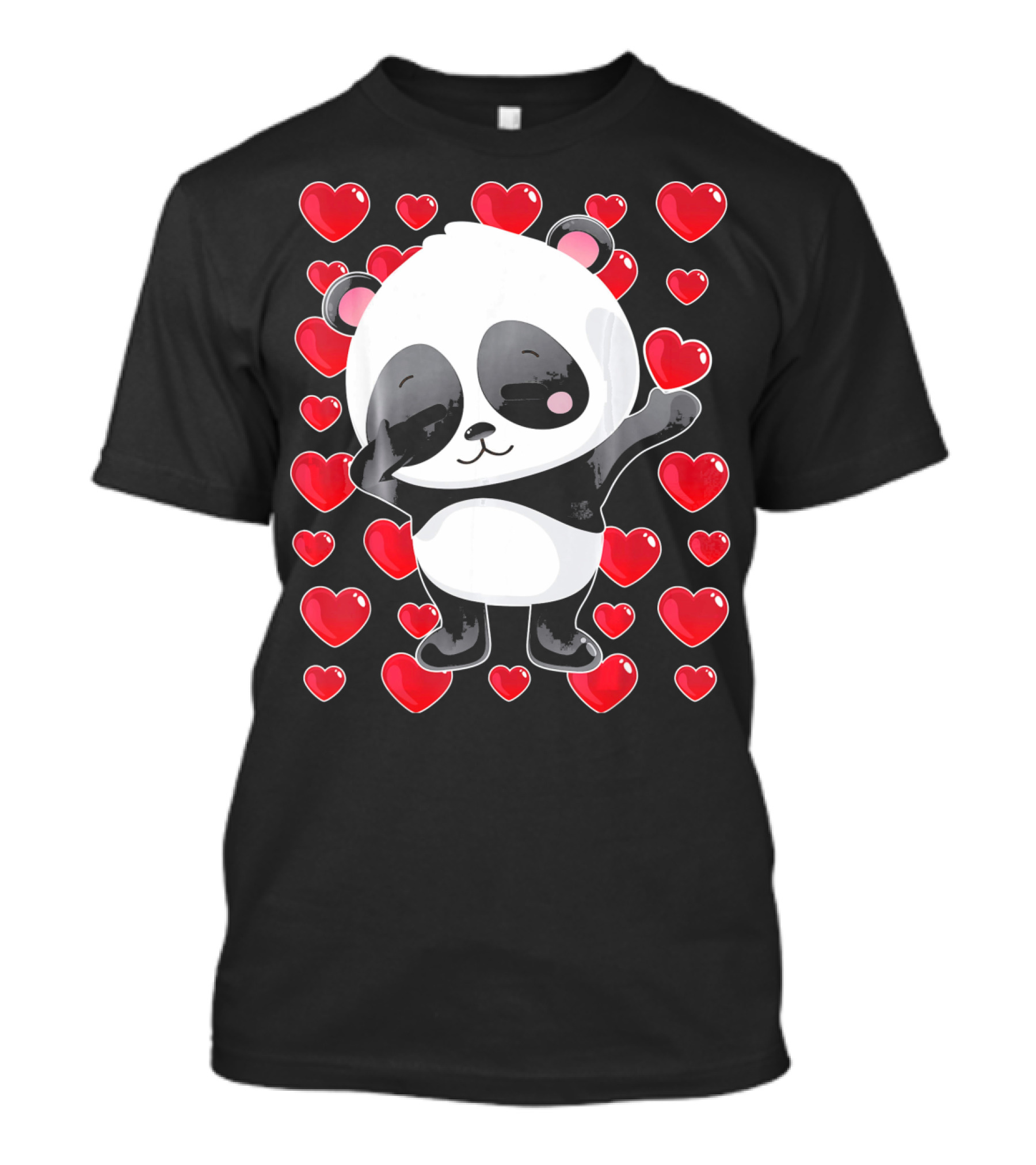 Panda Surrounded By Hearts For Valentines Day T-Shirt