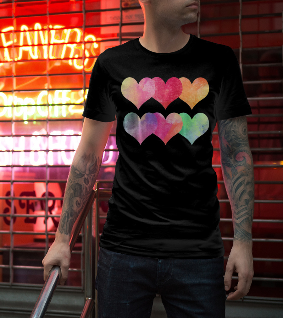 Adorable Pastel Hearts Valentines Day Love T-Shirt