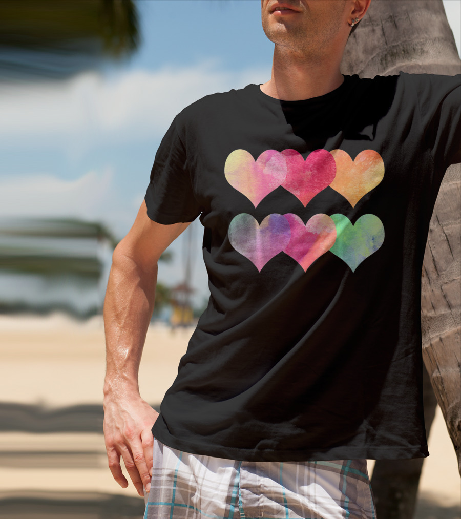 Adorable Pastel Hearts Valentines Day Love T-Shirt