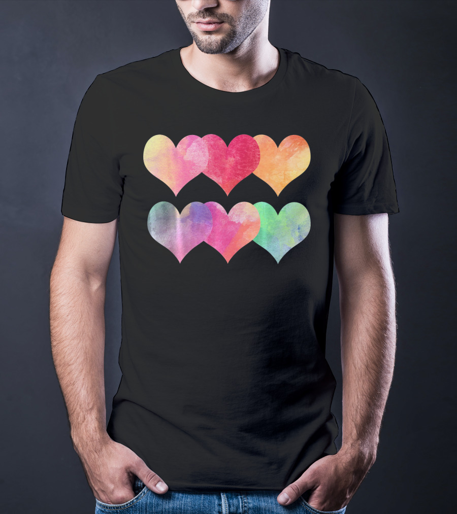 Adorable Pastel Hearts Valentines Day Love T-Shirt