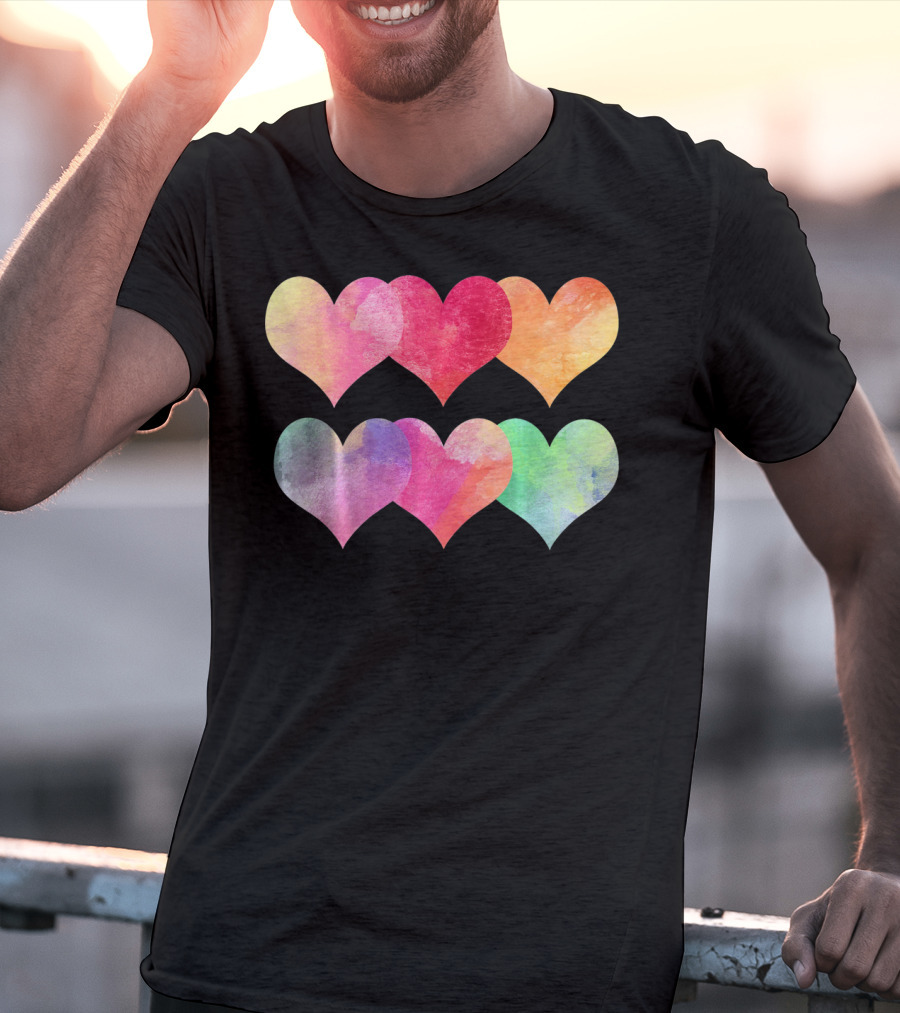 Adorable Pastel Hearts Valentines Day Love T-Shirt