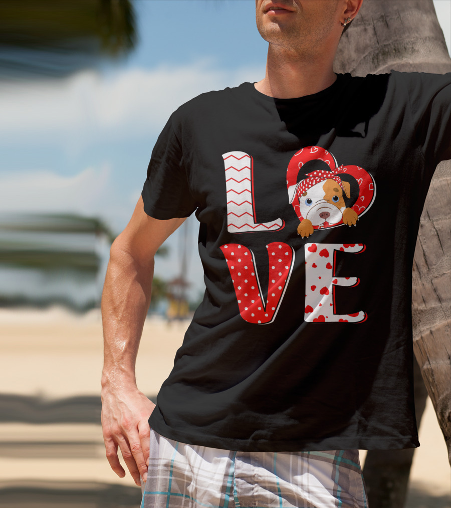 LOVE Pittie Mom For Pitbull Dog Lovers T-Shirt