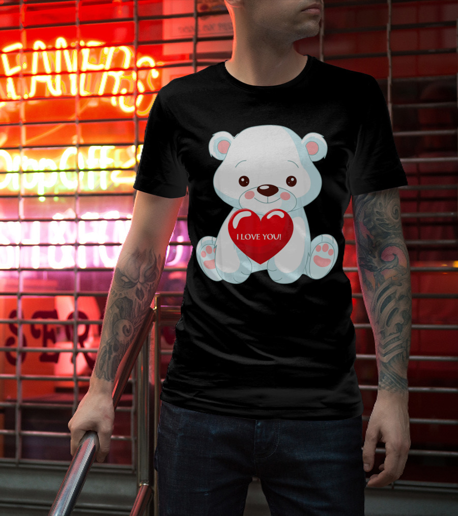 Polar Bear Holding Heart I Love You T-Shirt