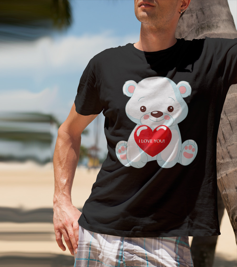 Polar Bear Holding Heart I Love You T-Shirt