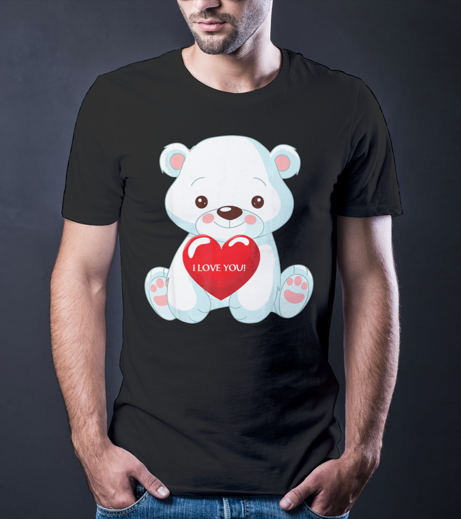 Polar Bear Holding Heart I Love You T-Shirt