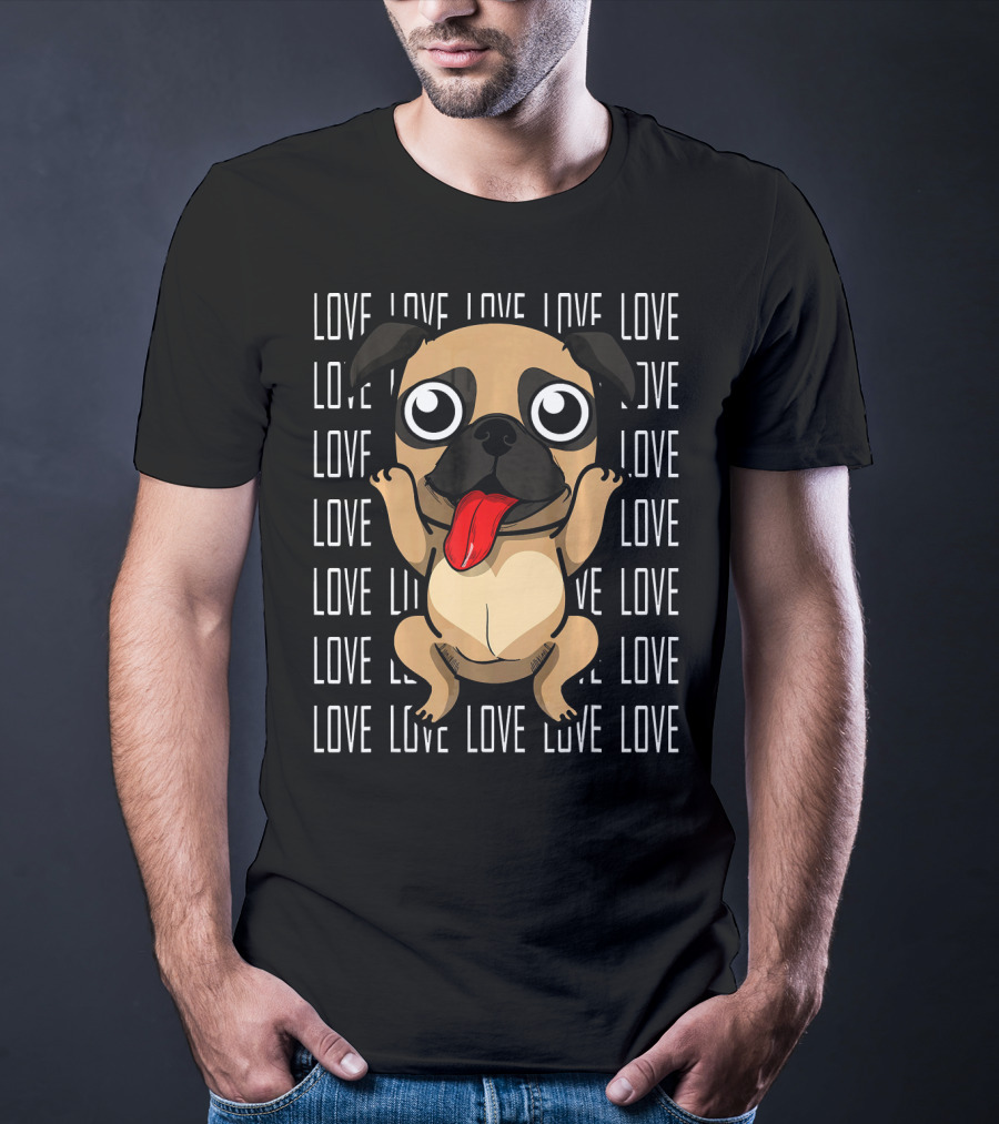 Love Pug Valentines Day Dog Lovers Pug T-Shirt