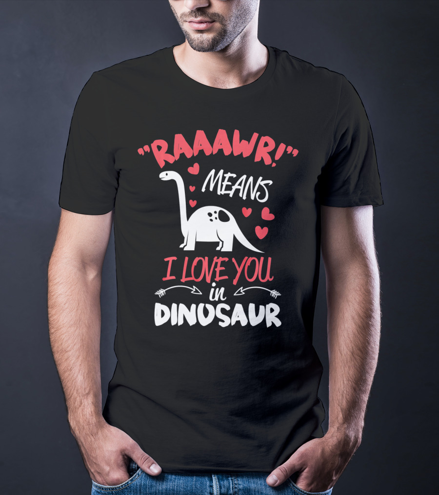 Raawr Means I Love You In Dinosaur Valentine T-Shirt