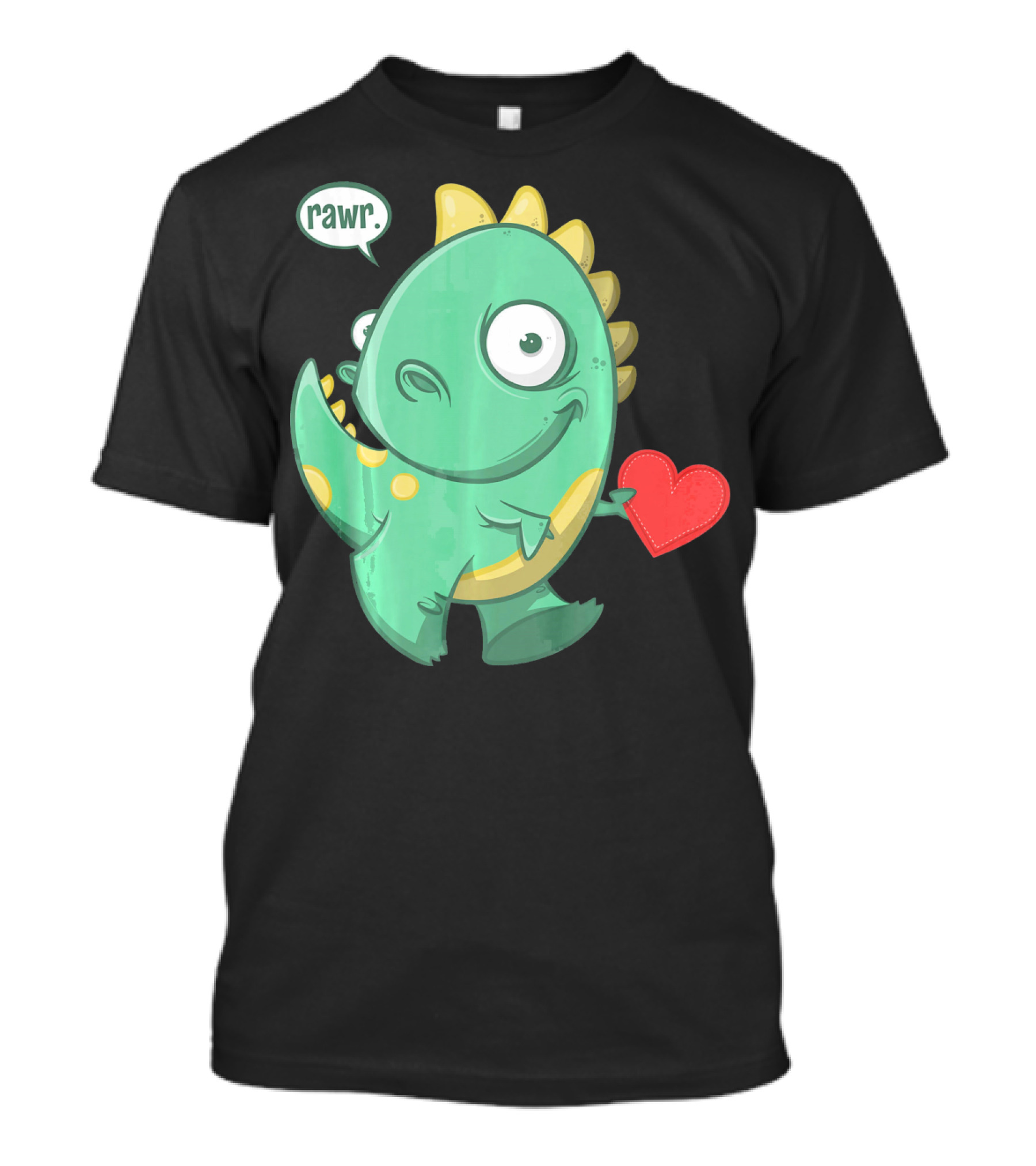 RAWR Dinosaur Holding Heart Valentines Day T-Shirt