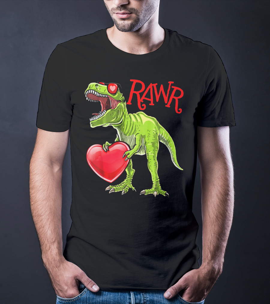 Rawr Valentine's Day T-Rex Dinosaur With Heart T-Shirt