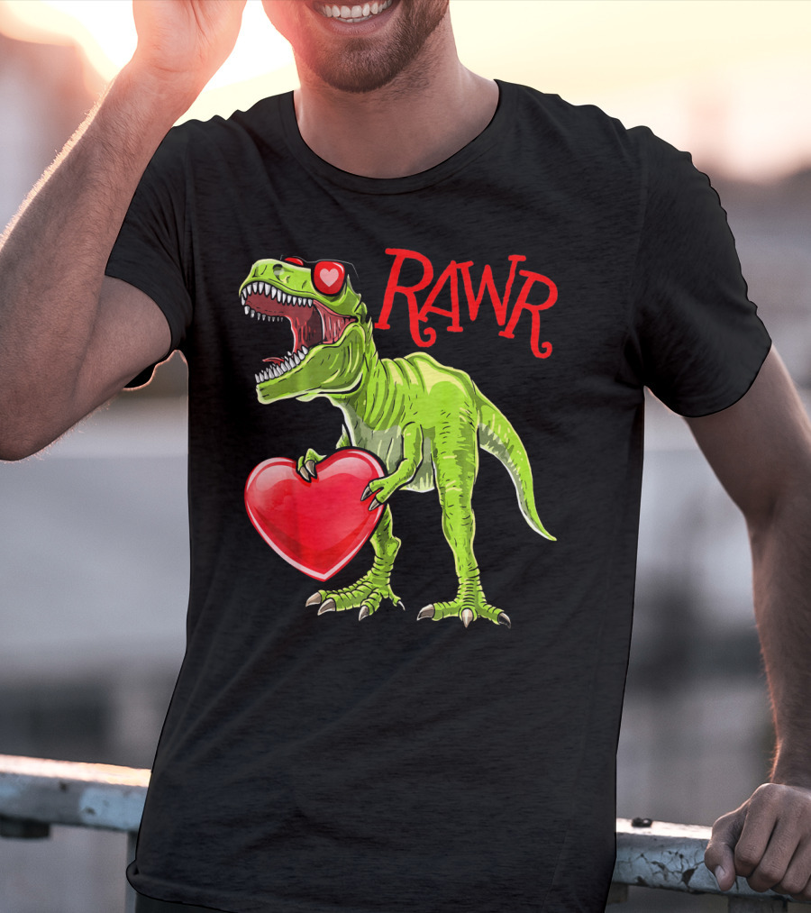 Rawr Valentine's Day T-Rex Dinosaur With Heart T-Shirt