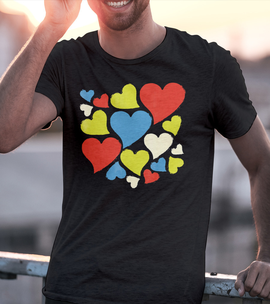 Retro Multicolor Hearts For Valentine's Day T-Shirt