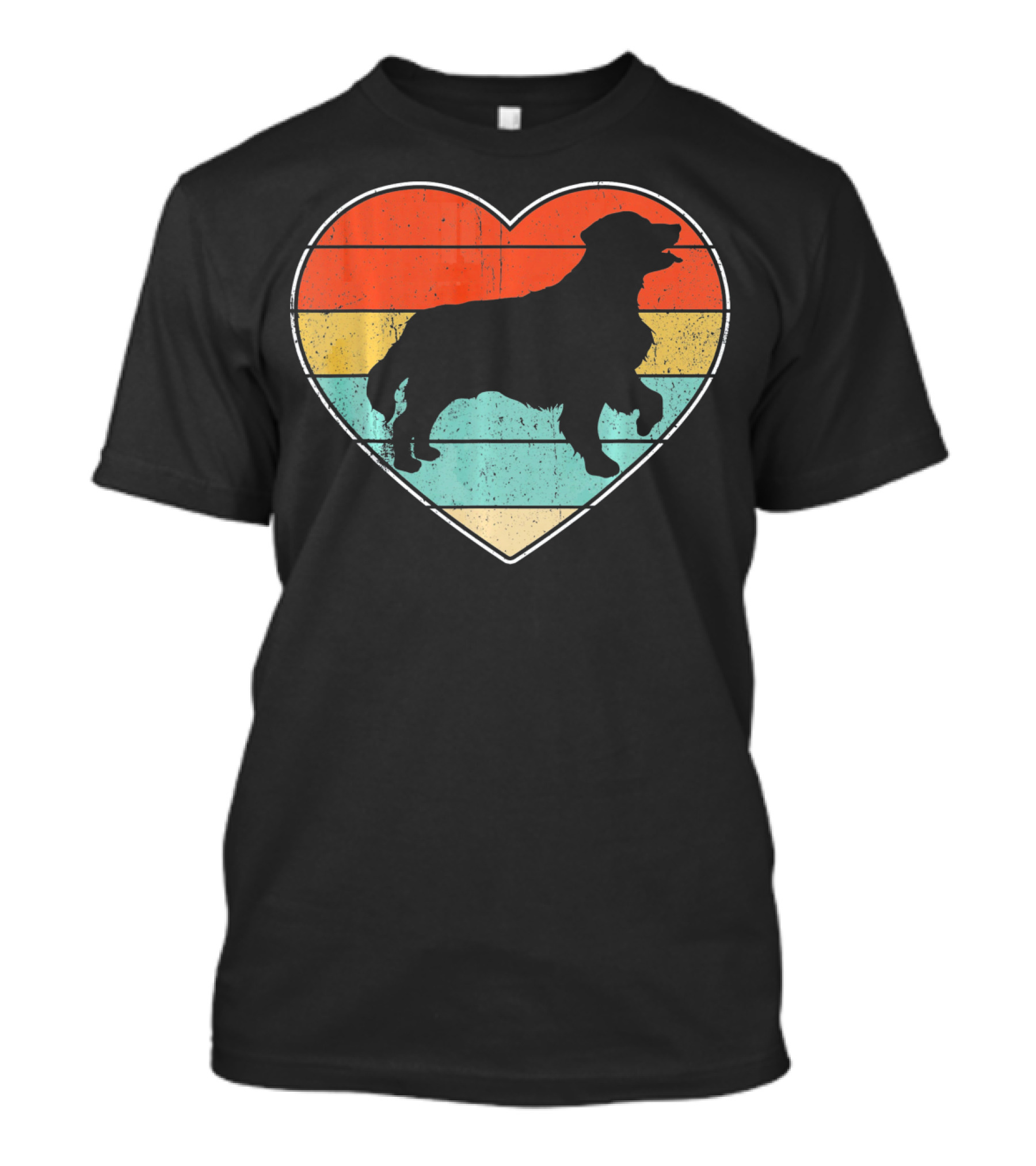Retro Vintage Golden Retriever Silhouette Heart T-Shirt