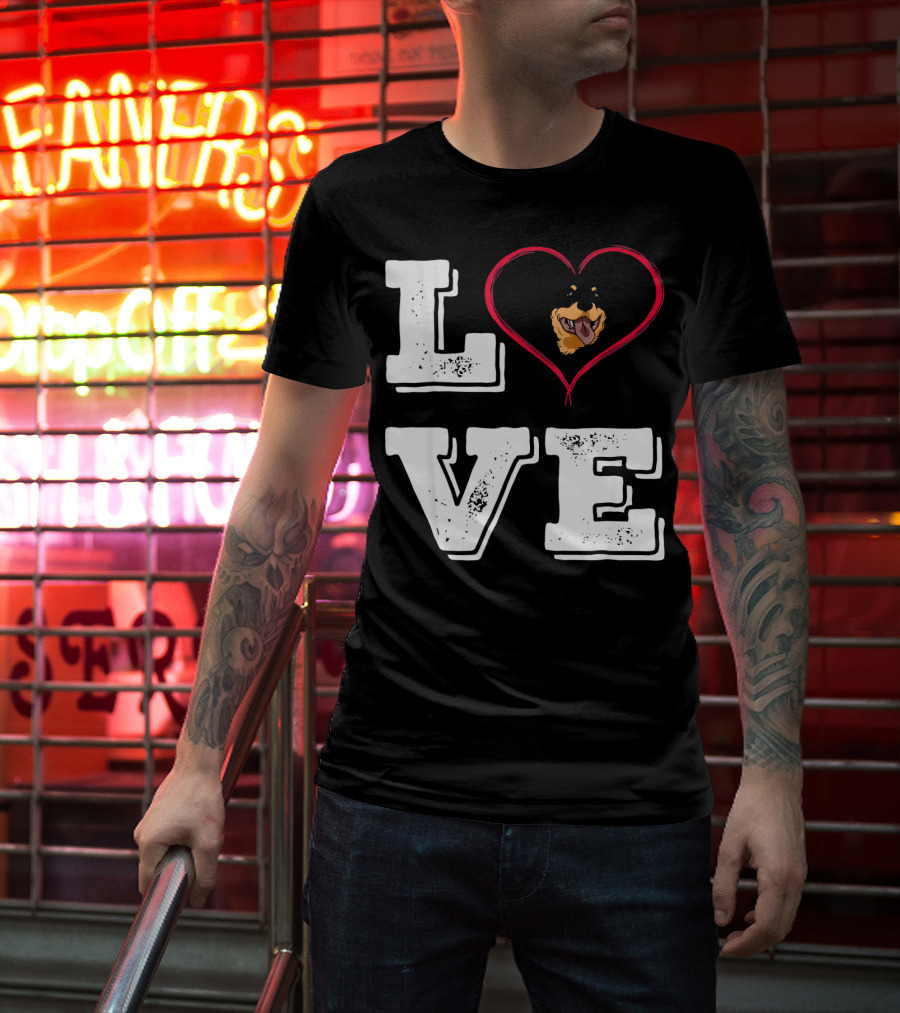 LOVE Rottweiler Lover Dog Heart Face T-Shirt